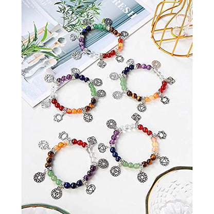 AITELEI 7 Chakra Healing Bracelets with Real Stones Gemstone Healing Chakra Bracelet Yoga Meditation Bracelets for Protection, Energy Healing