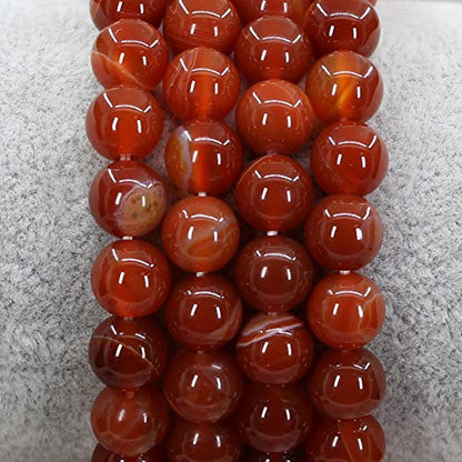 Keleny Gem Semi Precious Gemstones 8mm Natural Quartzite Stone Round Beads Crystal Stretch Bracelet 7 Inch Unisex - color: Red Banded Agate