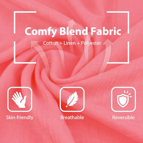 Women Summer Scarfs Large Long Lightweight Linen Beach Gauze Shawl Wrap 75”×43” - color: Watermelon Red