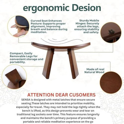 Meditation Bench, Wooden Kneeling Stool, Portable Yoga Auxiliary Stool,Multifunctional Ergonomic Seat with Travel Bag, Detachable Comfort Chair for Yoga, Prayer, Meditation(Medium) - size: Medium