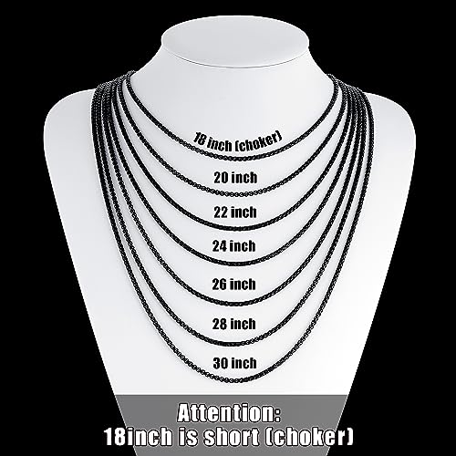 Fiusem Box Chain for Men, Silver Tone/14K Gold Plated/Black Stainless Steel Necklace for Men and Women, Width 2/2.5/3/4/5mm, Length 18-28 Inches