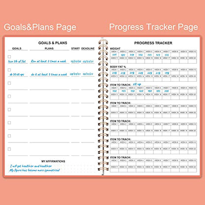 Fitness Planner for Women & Men - A5 Workout Log Book/Exercise Workout Log to Track Weight Loss, GYM, Bodybuilding Progress - Daily Health & Wellness Workout Journals, 5.8X8.25 In Workout Book - style: Pink
