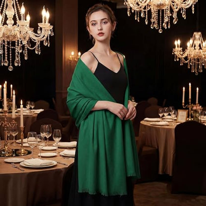 Pashmina shawls and wraps for Evening Dresses Scarf for Women Winter Shawl Wraps for Women Weedings - color: Green-2