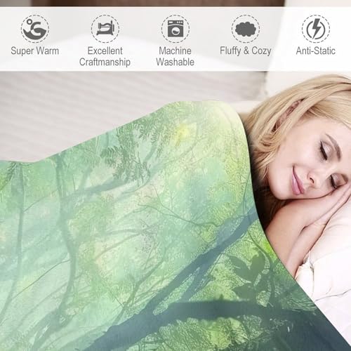 Woman Meditation Jungle Green Ultra Soft Flannel Fleece Bed Blankets Lightweight Cozy Throw Blanket Room Decor for Couch Chair Bedroom Adults Bedding Cozy Blanket Outdoor Travel Blankets 60"x8 - size: 80L" x 60W"