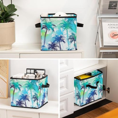 Storage Bags,Clothes Storage Bins Foldable with Handle,1-Pc,Abstract Palm Tree Geometry