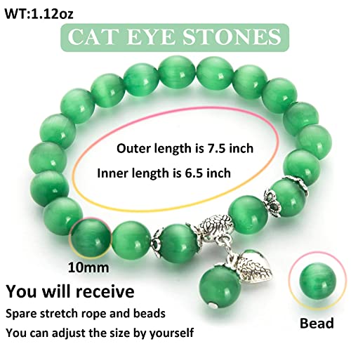 Natural Stretch Gemstone Bracelet Healing Stone Beaded Bracelets for Women Men Gifts (Unisex) - color: Green