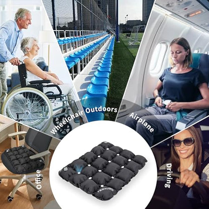 Inflatable Seat Cushion, Porous Design Sitting Pad, Waterproof Air Seat Cushion, Portable Seat Cushions for Airplane Camping Wheelchair Office