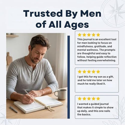 Journal for men: mental health journal with prompts for mindfulness, self care, gratitude & anxiety relief | make a happy man w/this gift | spiral