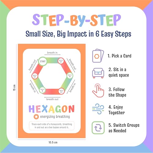 Breathing Exercise Cards for Kids -Montessori Flash Cards for Mindfulness Calm Down Corner Kit- Breathing Exercises for Anxiety Relief- - style: Shapes Breathing