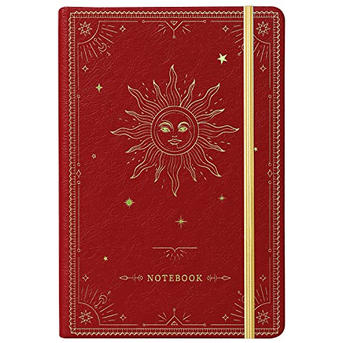 Artfan Ruled Notebook/Journal – Premium Thick Paper Faux Leather Classic Writing Notebook with Pocket + Page Dividers Gifts, Banded, Large, 144 Pages, Hard Cover, Lined (5.8 x 8.4) - Red - color: Red2