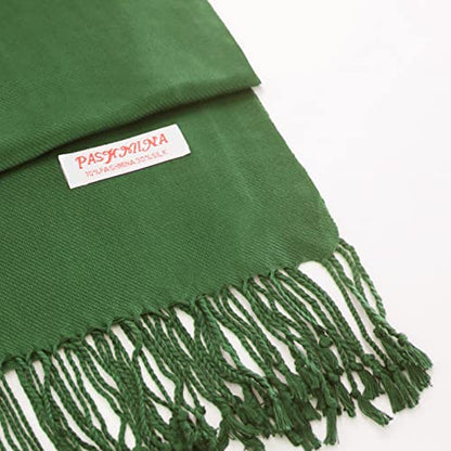 Soft Silky Pashmina Shawl Wraps Solid Colors Scarf for Wedding Evening Dresses - color: U-dark Green