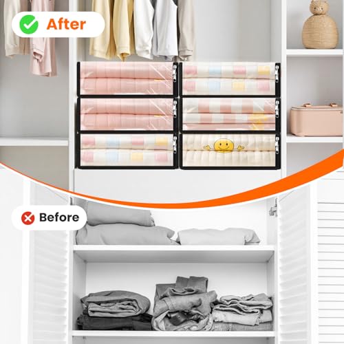 SpaceWhisper 6 Pack Clear Storage Bags, Plastic Blanket Storage Bags with Zipper and Handle, Moving Bags for Comforter, Bedding & Clothes, Closet Organizer and Under Bed Storage (15.7x13.8x3.9 Inch) - size: 15.7 x 13.8 x 3.9 Inch