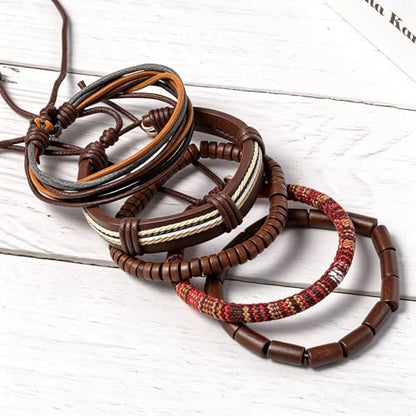 Gothic Bracelet Adjustable Punk Braided Leather Multilayer Grunge Set Bracelets Emo Metal Cuff Wrap Bangles Meaningful Gift - color: J-BZ-16