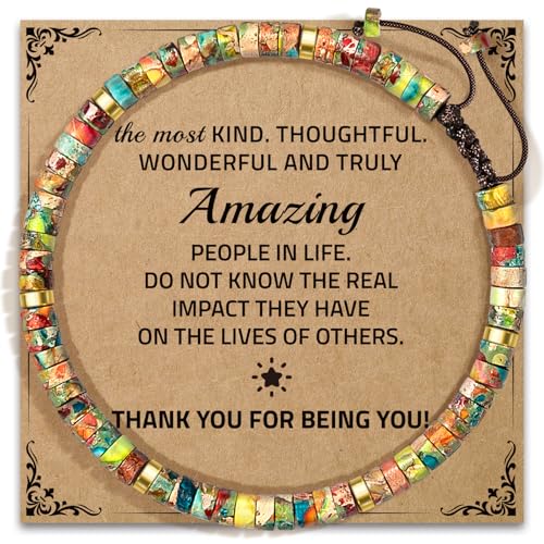 Thank You Gifts for Women: Teacher Appreciation Office Gifts for Coworkers Employee Boss Lady Manager Colleague Natural Stone Bracelet - color: King-AMAZING