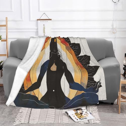 Flannel Throw Blanket 40x30 Inch, Yoga Meditation Prints Anti-Pilling Warm Fuzzy Blankets for Bed Sofa Couch Travel - color: Yoga Meditation, size: 40x30 Inch