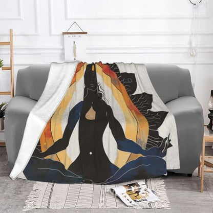 Yoga Meditation Printed Flannel Throw Blanket 50x40 Inch, 280g Anti-Pilling Soft Lightweight Warm Lap Blanket for Couch, Bed, Travel, Camping, Office Use - size: 50x40 Inch