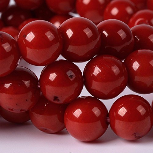 Justinstones Gem Semi Precious Gemstone 8mm Round Beads Stretch Bracelet 7 Inch Unisex - color: Dyed Red Coral