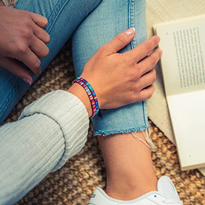 Made by Nami 2 Pcs Boho Surfer Bracelets for Women and Men Waterproof and Adjustable Braided Bracelets Set of 2 for Ethnic Hippie Style - color: Pink & Turquoise