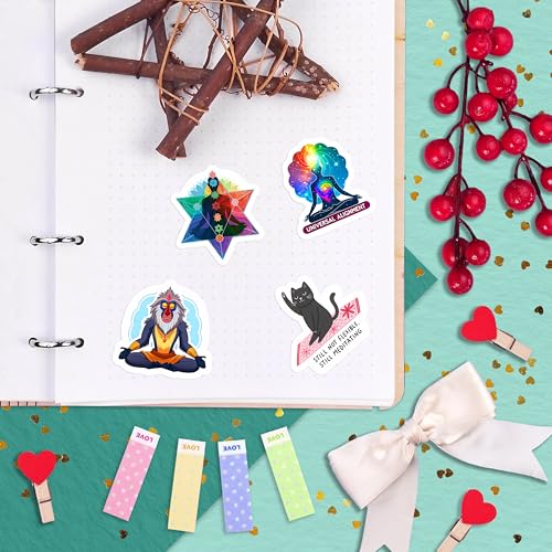 100Pcs Meditation Stickers for Water Bottle and Laptop - Gift for Meditation Lovers - Zen, Chakra Stickers - Gift for Women & Men