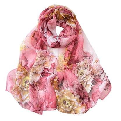 Pokeedioty Scarfs for Women Lightweight Fashion Scarves Elegant Floral Pattern Sheer Scarfs Sunscreen Shawls Wraps - color: P 094