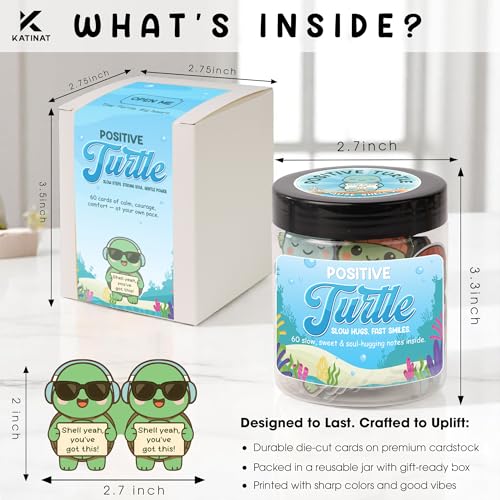 Positive Turtle Jar – Funny Birthday Gifts for Women Men Teens Stocking Stuffers Teen Girls Son Mom Dad Daughter Sister Friend Coworkers Teachers Gifts, Sea Turtle Gift for Women - color: Positive Turtle