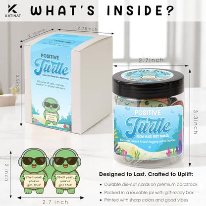 Positive Turtle Jar – Funny Birthday Gifts for Women Men Teens Stocking Stuffers Teen Girls Son Mom Dad Daughter Sister Friend Coworkers Teachers Gifts, Sea Turtle Gift for Women - color: Positive Turtle