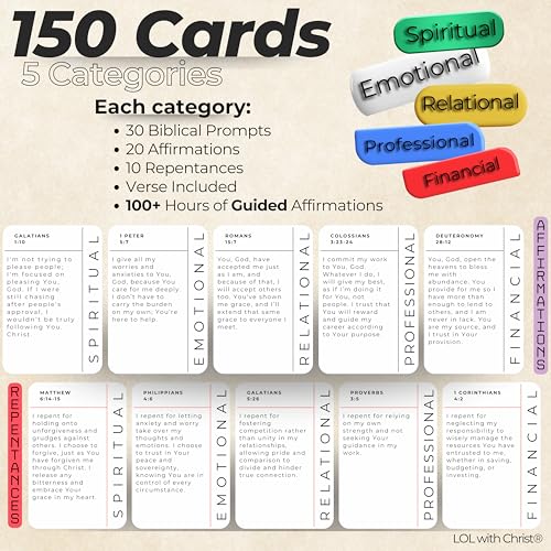 Bible Verse Cards – 150 Christian Affirmation Cards with Scripture Reflections to Renew the Mind & Overcome Challenges | Devotional Cards for Prayer, Personal Growth & Groups | Grace Affirmations - color: Yellow
