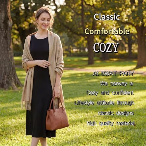 Pashmina shawls and wraps for Evening Dresses Scarf for Women Winter Shawl Wraps for Women Weedings - color: Light Camel
