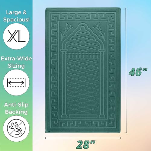 Sacred Artisans Padded Prayer Mat Thick with Soft Velvet Foam | Prayer Rug and Meditation Mat for Men Women Home Travel & Gift (Paradise Green) - color: Green