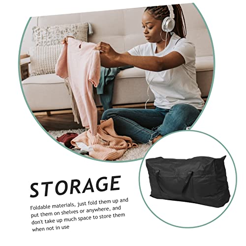 Large Capacity Clothes Storage Bag Tote Bag for Travel Moving House Packing Bag - color: Black