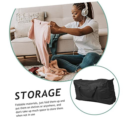 Large Capacity Clothes Storage Bag Tote Bag for Travel Moving House Packing Bag - color: Black