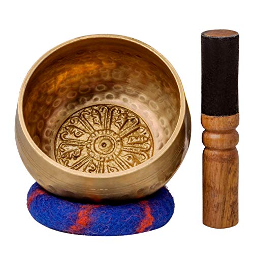 Ohm Store Tibetan Singing Bowl Set - Authentic Handcrafted Meditation Bowl for Mindfulness, Relaxation and Stress Relief - Mantra Sound Bowl for Yoga, Reiki, ASMR, Mindfulness, and Daily Self-Care - size: 4 Inch Singing Bowl