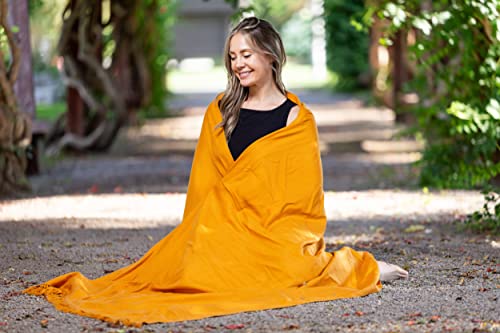 Meditation Shawl or Meditation Blanket, Shawl/Wrap, Oversize Scarf/Stole. Large. Unisex. - color: Saffron