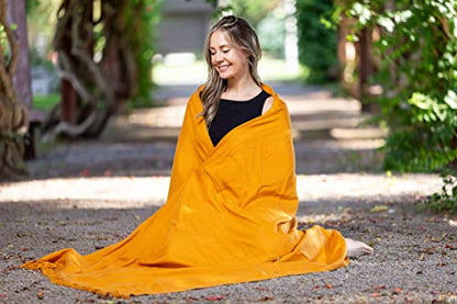 Meditation Shawl or Meditation Blanket, Shawl/Wrap, Oversize Scarf/Stole. Large. Unisex. - color: Saffron