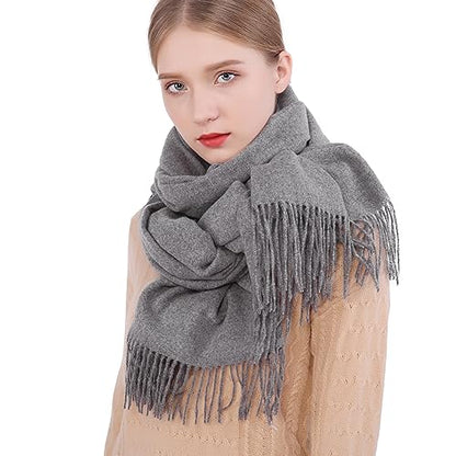 RIIQIICHY Winter Scarfs for Women Pashmina Shawls Wraps for Evening Dresses Large Warm Soft Scarves - color: Grey