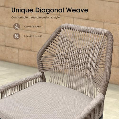 PURPLE LEAF Counter Height Bar Stools Set of 2 Rattan Wicker Outdoor Metal Boho Barstools with Back and Footrest Patio Garden Balcony Pool Bar Chairs - color: Classic/Dark Grey, size: 2pc-24.8"h