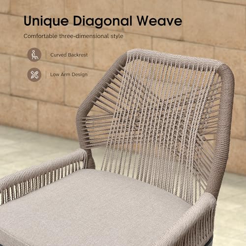 PURPLE LEAF Counter Height Bar Stools Set of 4 Rattan Wicker Outdoor Metal Boho Barstools with Back and Footrest Patio Garden Balcony Pool Bar Chairs - color: Classic/Dark Grey, size: 4pc-24.8"h