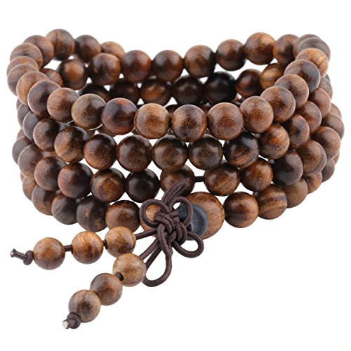 SUNYIK 6mm 108 Tibetan Buddhist Mala Bracelet Natural Beaded Prayer Bead for Women Men