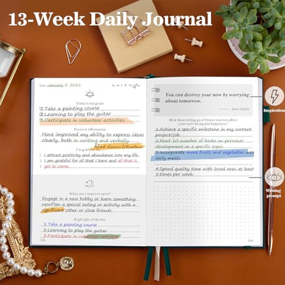 Self-Mastery Journal for Men - Gratitude and Productivity Journal for Mindfulness, Positivity, Self Care and Reflection - Guided Journal for Women with Mood Tracker, A5 (Dark Green)