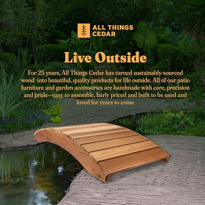 All Things Cedar Wooden Bridge, Outdoor Garden Walkway with Side Rails, 4', Natural - size: 4-Ft Bridge & Rails