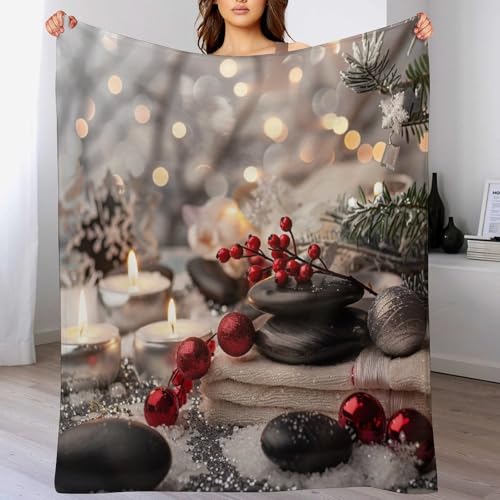 Zens Stones Orchid Throw Blanket, Soft Lightweight Cozy Warm Christmas Balls Candle Flannel Blankets for Couch Bed Travel, 50"x70" - color: Zens Stones Orchid, size: 50"x70"