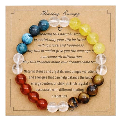 Strong Healing Crystal Bracelet 8MM Genuine Stone Bracelet Lucky Beaded Bracelet Chakra Bracelet 6.5 inch Positive Energy Inspirational Gifts for Women Mom - style: Motivation