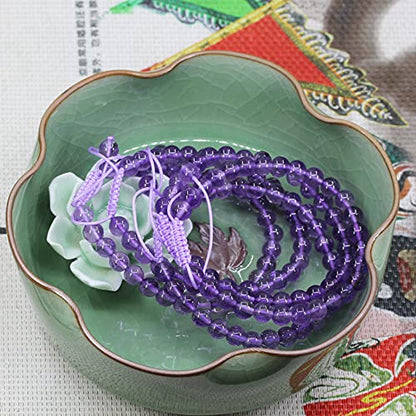 Keleny Natural Gemtone 6mm Round Beads Crystal Adjustable Braided Macrame Tassels Bracelets Unisex - color: Lavender Purple Amethyst Crystal