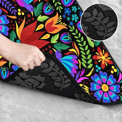 Floral Mexican Birds Kitchen Rugs Indoor Outdoor Non Slip Kitchen Floor Mats Area Rugs Runner Rug Laundry Room Rug 40x20 in - size: 40x20 in