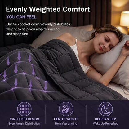 Weighted Blanket for Adults 20lbs, 48"x72", Twin Full Size Cooling Heavy Throw Blanket for 180-220lbs, Microfiber Soft Thick Big Blankets Weighted Comforter Breathable Gifts for Sleeping, Grey