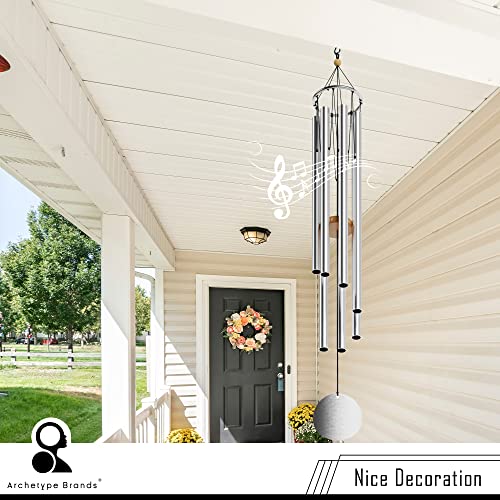 Wind Chimes for Outside and Inside – 44 inch – 528hz Solfeggio Healing Tones - Silver