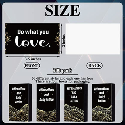 Seajan 200 Pcs Positive Affirmation Cards Gift for Men Employee Black Motivational Inspirational Cards with Quotes Encouragement Bulk with Boxes for Office Business Daily Affirmation