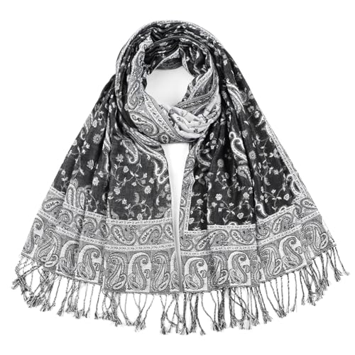 SmilerSmile Colorful Scarf Wraps for Womens Tassel Shawl Wrap - color: 08-paisley/Black