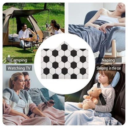 Soccer Ball White and Black Large Size Comfortable Hooded Blanket, Warm Blanket 40"x50" - color: Soccer Ball White and Black, size: 40"x50"