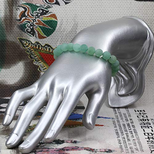 Amandastone Natural Gemstone 8mm Round Beads Stretch Bracelet 7 Inch - color: Matt Green Aventurine